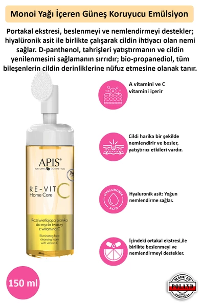 Yüz Temizleme Köpüğü RE-VIT C Vitamini İçeren Aydınlatıcı  - 150 Ml