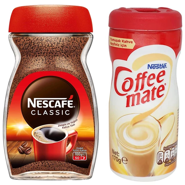 Nescafe Classic Kahve Kavanoz 100 gr + Nestle Coffee Mate Kahve Beyazlatıcı 170 gr