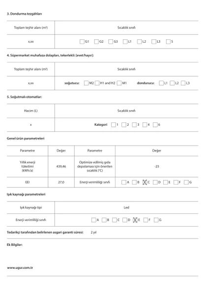 Uğur UDD 365 T D/S R63 Beyaz Yatay Derin Dondurucu - 4