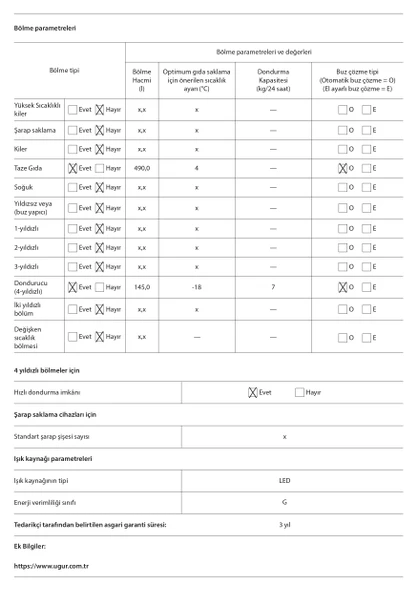 Uğur UES 635 D2K NF DGT R65 635 Lt. E Enerji Çift Kapılı Beyaz Buzdolabı - 4