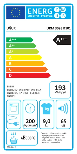 Uğur UKM 3093 B101 9 Kg C Enerji Çamaşır Kurutma Makinesi - Resim 2