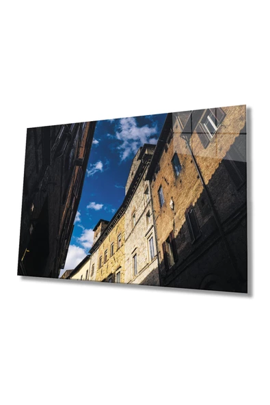 Geometrik Bina ve Pencereler Dekoratif ve Modern Cam Tablo, Ev Ve Ofis Duvar Dekoru Hediyelik Büyük Tablo Dayanıklı Cam ürün görseli