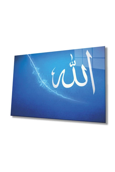 Allah Lafzı Dini Islami Dekoratif ve Modern Cam Tablo Ev Ve Ofis Duvar Dekoru Hediyelik Büyük Tablo