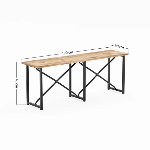Eportatif Masa Takımı Minderli Bench Bank Masa Seti 120x60 Masa Mutfak Masası Yemek Masası Çam 1554 - 7