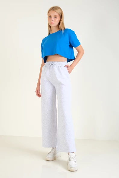 Kadın 3 İp Şardonlu Eşofman Altı Gri