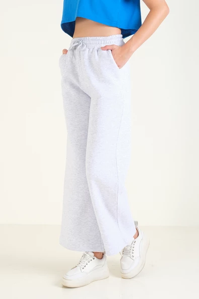 Kadın 3 İp Şardonlu Eşofman Altı Gri - 4