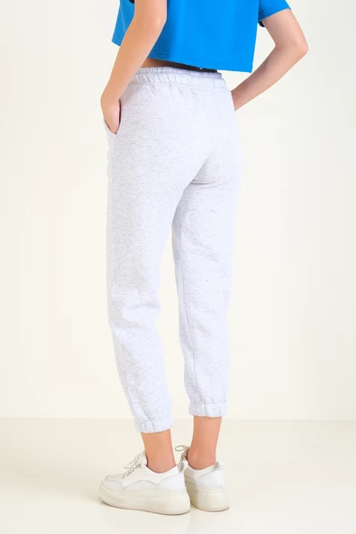 Kadın 3 İp Şardonlu Paça Lastikli Eşofman Altı Gri - 6