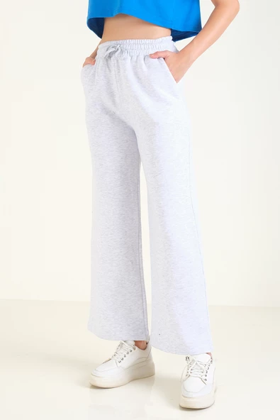 Kadın 3 İp Şardonlu Eşofman Altı Gri - 5