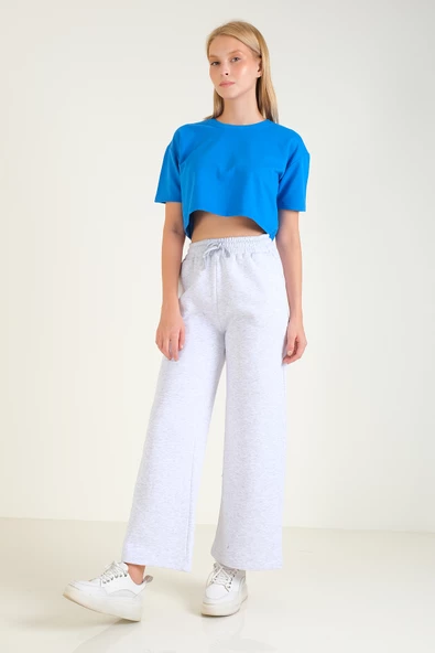 Kadın 3 İp Şardonlu Eşofman Altı Gri - 2