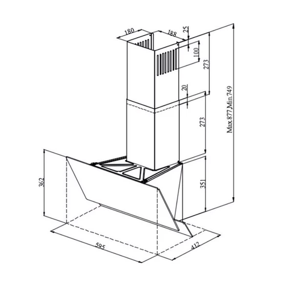 Uğur UAD 6011 SA3DHD 60 cm Siyah Cam Duvar Tipi Ankastre Davlumbaz - 4