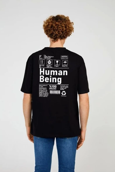 Black HUMAN HALF-RELAX TEE - 4