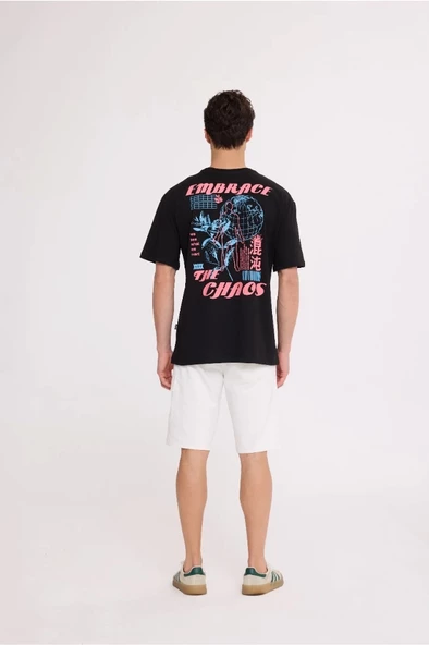 Black CHAOS HALF-RELAX TEE - 4