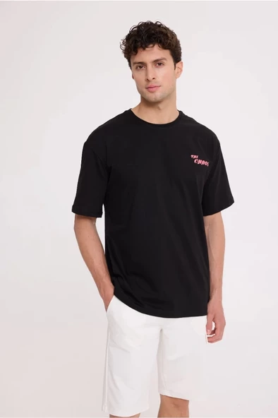Black CHAOS HALF-RELAX TEE - 3