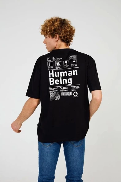 Black HUMAN HALF-RELAX TEE - 3