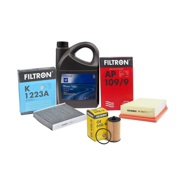 Chevrolet Yeni Aveo 1.2/ 1.4 Benzinli Motor Otomatik Vites Bakım Seti GM 5W30 4 LT Yağlı ürün görseli