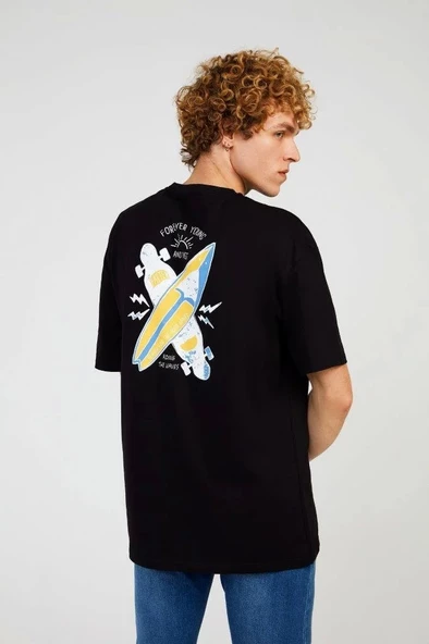 Black YOUNG HALF-RELAX TEE - Resim 3