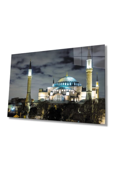 Istanbul Cami Manzara 4mm Dayanıklı Dekoratif ve Modern Cam Tablo Temperli Cam
