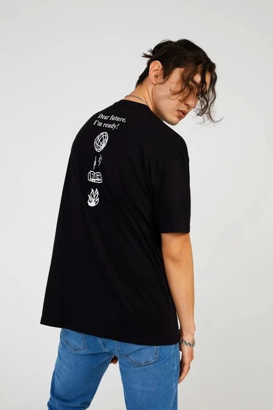 Black LESSON HALF-RELAX TEE - Resim 2