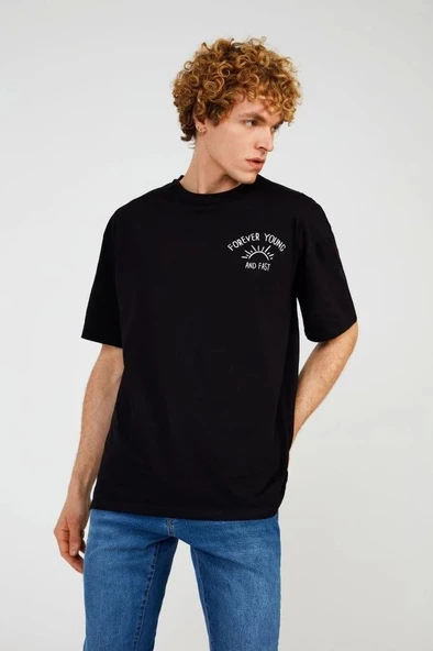 Black YOUNG HALF-RELAX TEE - Resim 2