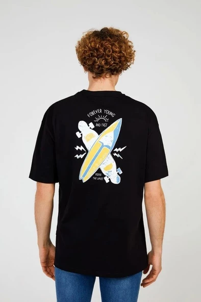 Black YOUNG HALF-RELAX TEE - Resim 4