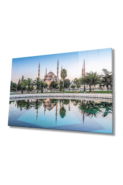 Istanbul Cami Manzara 4mm Dayanıklı Dekoratif ve Modern Cam Tablo Temperli Cam