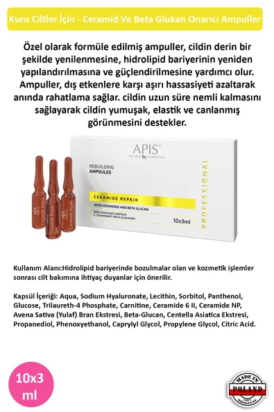 Kuru Ciltler İçin - Ceramid Ve Beta Glukan Onarıcı Ampuller - 10 X 3 Ml