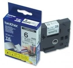 Brother TZ-111 6mm Black on Tape Siyah Etiket Şeridi
