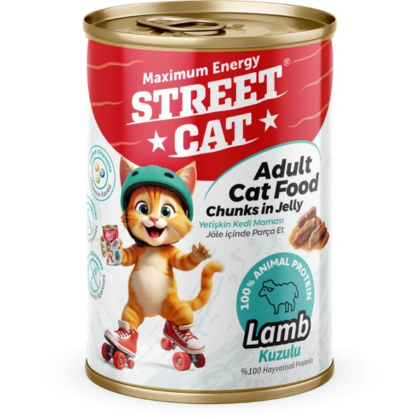 Street Cat Chunks Jelly Kuzu Etli Kedi Konserve 400 Gr.x4 Adet Kuzu Etli Kedi Konserve Kuzulu Yaş Mama 400 Gram - 2