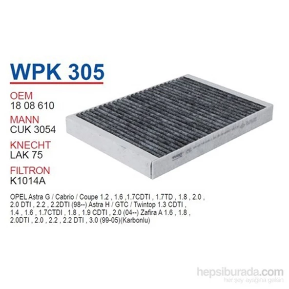 Opel Astra H Aktif Karbonlu Polen Filtresi Wunder - Resim 2