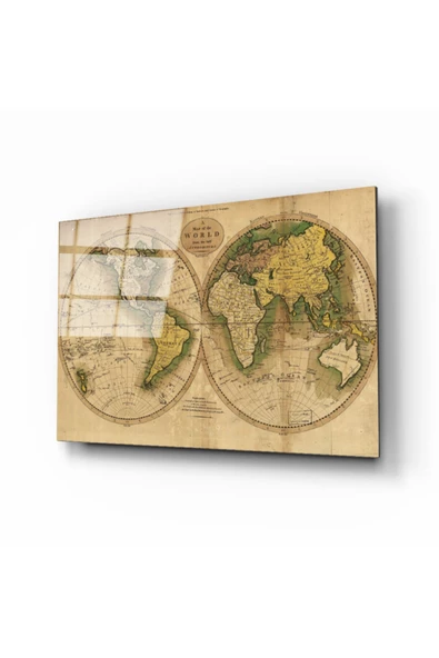Dünya Haritası 12 Dekoratif ve Modern Cam Tablo ürün görseli 1