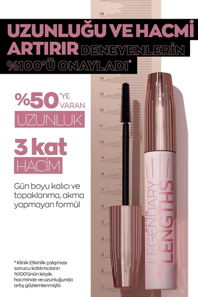 Legendary Lengths Hacim Ve Uzunluk Veren Siyah Maskara 10 Ml. - Resim 4