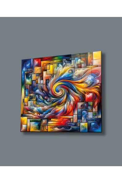 Renklerin Senfonisi Soyut Harmoni Dekoratif ve Modern Cam Tablo Hediyelik Büyük Tablo Ev Ofis Dekoru ürün görseli