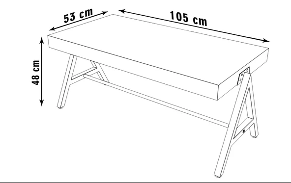 Dekoratif Ahşap Orta Sehpa Metal Sehpa Siyah - 4
