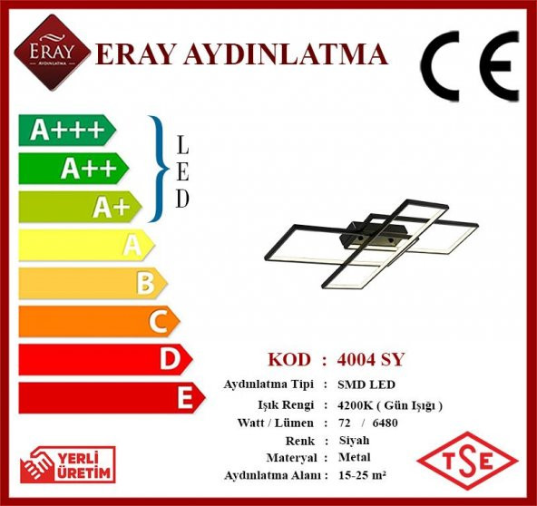 Eray Aydınlatma 4004 Siyah Led Avize - 3