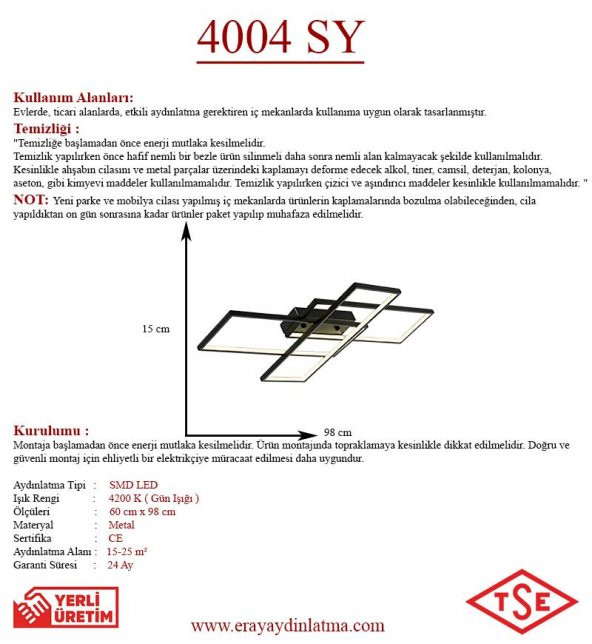 Eray Aydınlatma 4004 Siyah Led Avize - 4