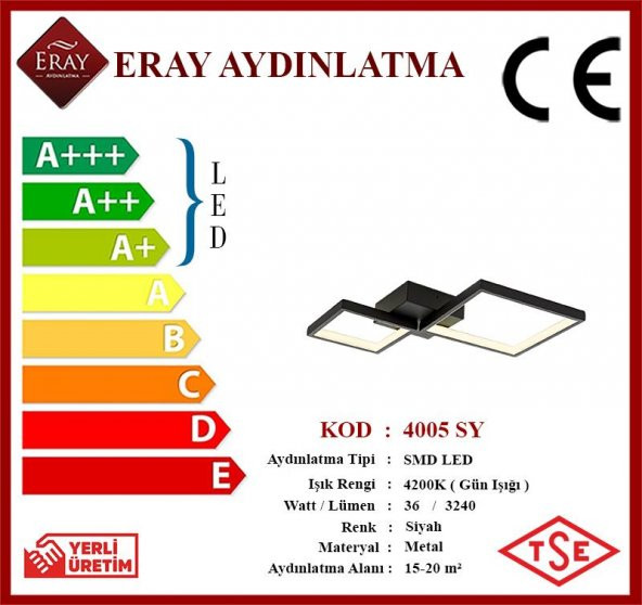Eray Aydınlatma 4005 Siyah Led Avize - 3