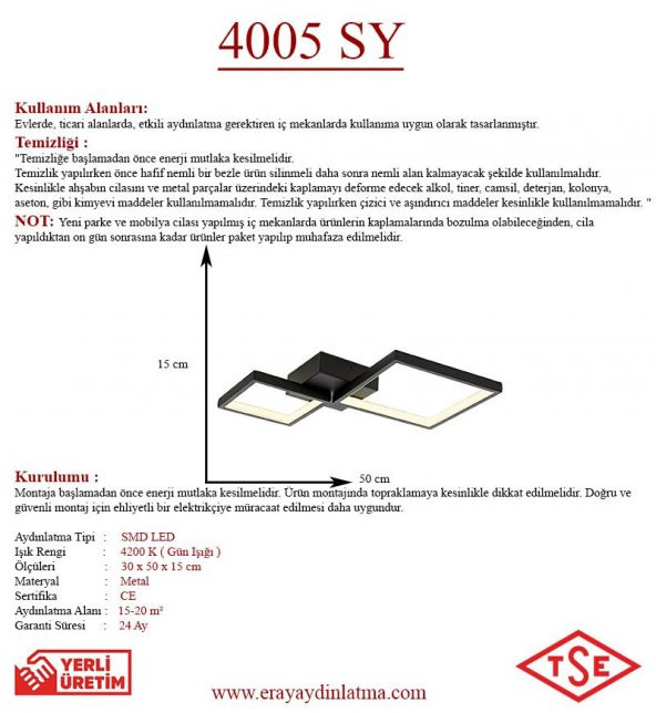 Eray Aydınlatma 4005 Siyah Led Avize - 4