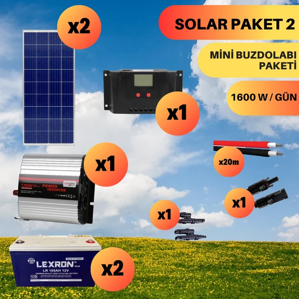 UrlaSolar Polikristal Mini Buzdolabı Paketi (PAKET 2)