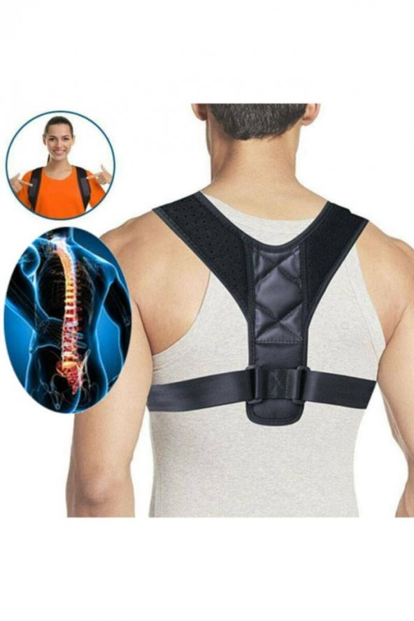 Unisex Deri Desenli Kemerli Ortopedik Omuz Dik Duruş Korsesi Medikal Dik Duruş Aparatı - Resim 3