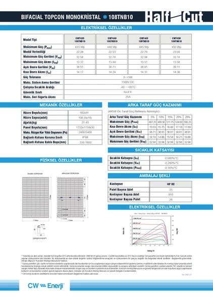 CW Enerji 430Wp 430W 108TNB M10 TOPCon Güneş Paneli - 3