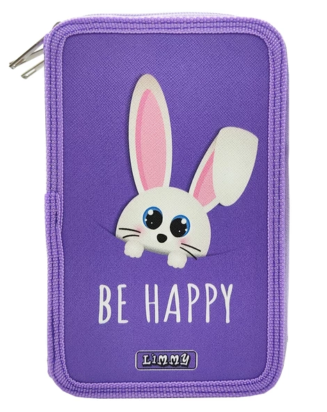 XL Jumbo Model Sevimli Tavşan Kalem Kutusu Organizer Kalemkutu 3 Bölmeli Kalemlik Mor - 3