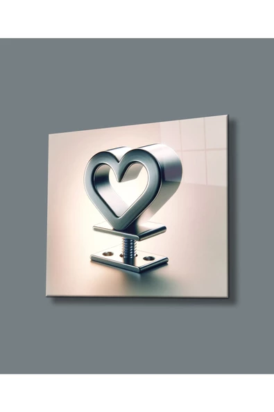 Kalıcı Sevgi Endüstriyel Kalp Dekoratif ve Modern Cam Tablo Hediyelik Büyük Tablo Ev Ofis Dekoru ürün görseli