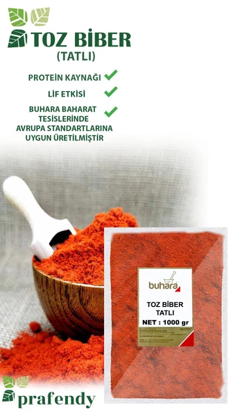 BUHARA TOPTAN TOZ TATLI BİBER 1 KG x 10 Ad - 10 KG - 2