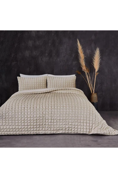 Evlen Home Collection Kadife Stacy Yatak Örtüsü Seti Çift Kişilik Elyaf Dolgulu Yumuşak 3 Parça - 6