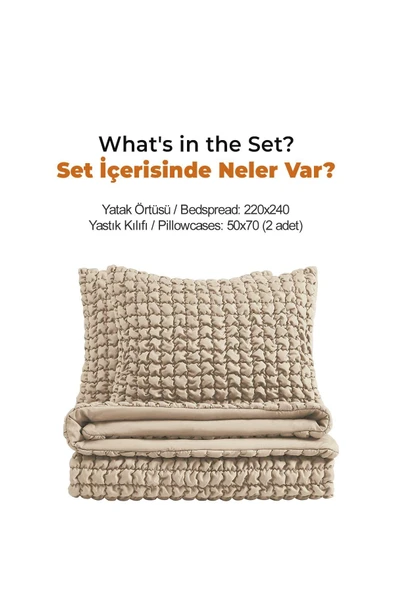 Evlen Home Collection Kadife Stacy Yatak Örtüsü Seti Çift Kişilik Elyaf Dolgulu Yumuşak 3 Parça - 5