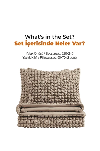 Evlen Home Collection Kadife Stacy Yatak Örtüsü Seti Çift Kişilik Elyaf Dolgulu Yumuşak 3 Parça - 5