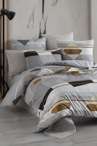 Cube Çift Kişilik Nevresim Takımı Gri ürün görseli