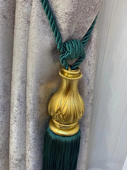 NİVEMESHOME ZÜMRÜT YEŞİLİ SAÇAKLI GOLD APARAT TAVAN TOPLAMA BRAÇOL - 3