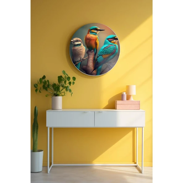 Yuvarlak Sanatsal, Dekoratif Baskı Dekoratif ve Modern Cam Tablo 129