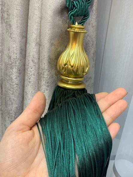 NİVEMESHOME ZÜMRÜT YEŞİLİ SAÇAKLI GOLD APARAT TAVAN TOPLAMA BRAÇOL - 5